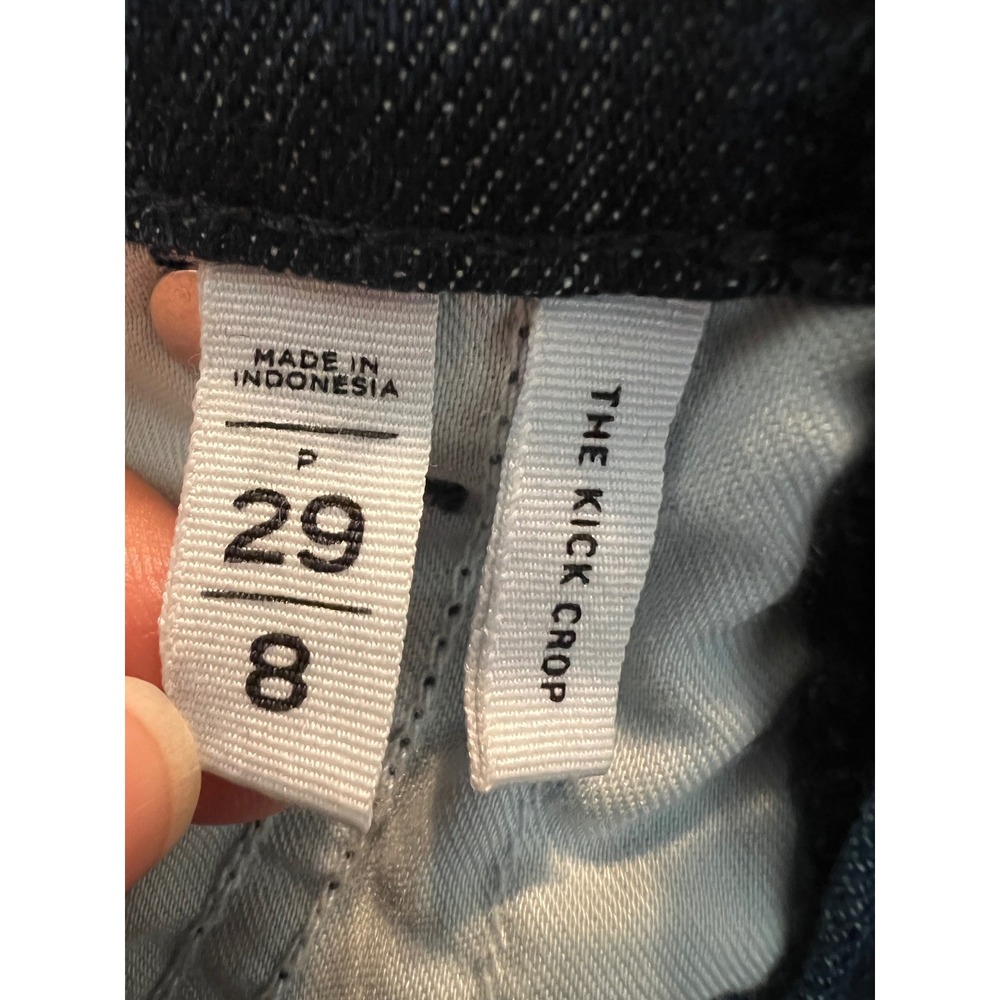 LOFT The Kick Crop Jeans Womens 29/8P Blue Dark Wash Button Fly High Rise Denim - Picture 8 of 11